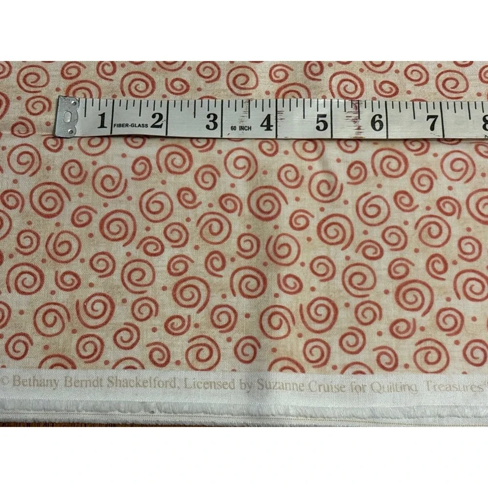 Vtg Red Swirl Pattern Quilting Fabric 36x42